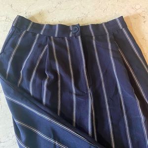 Wide leg navy and white stripped dress pants